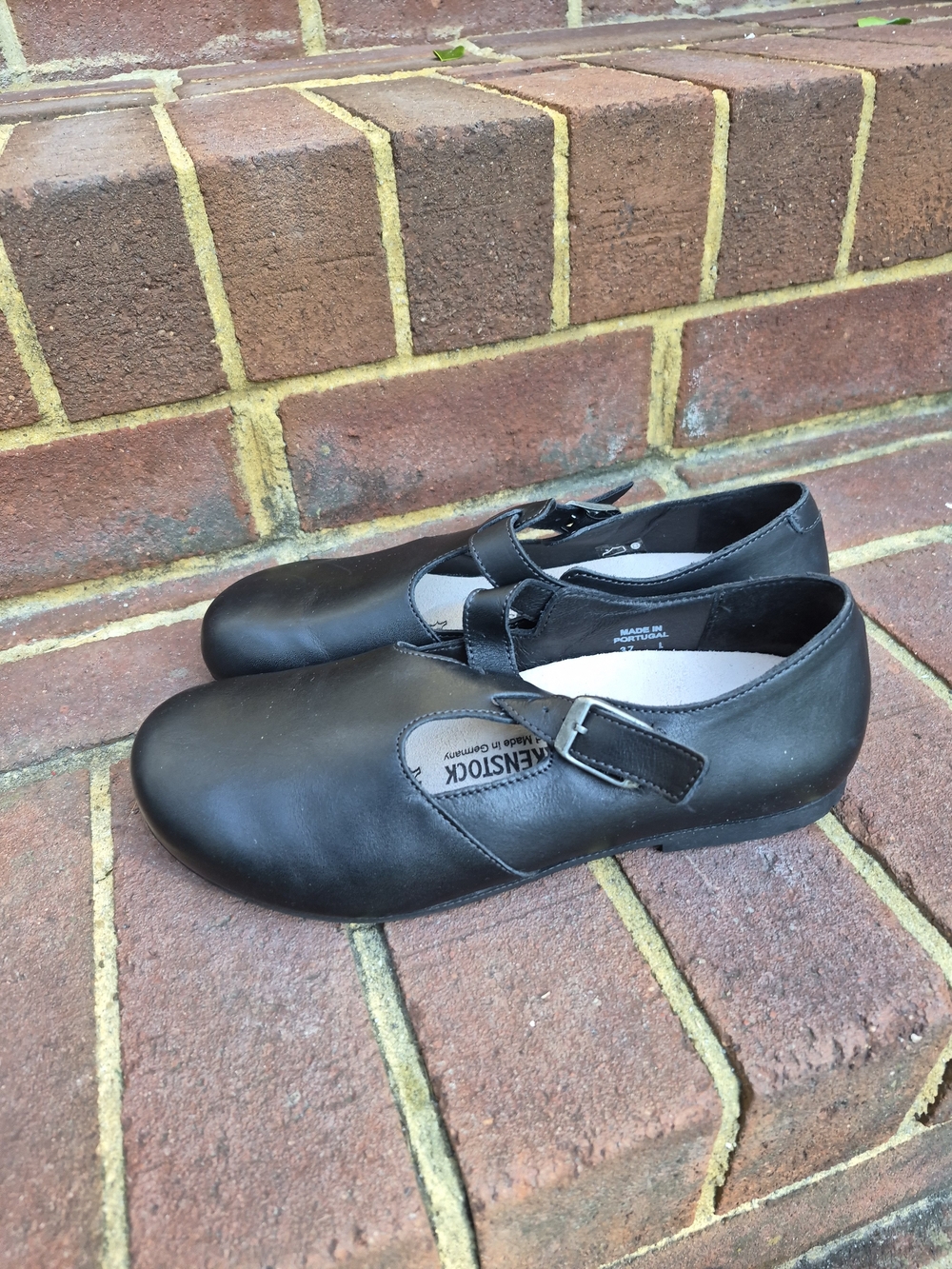 Birkenstock Black Leather Mary Jane Sandals